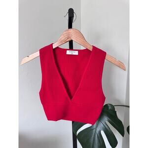 Aritzia Babaton Sculpt Knit Cherry Red Top